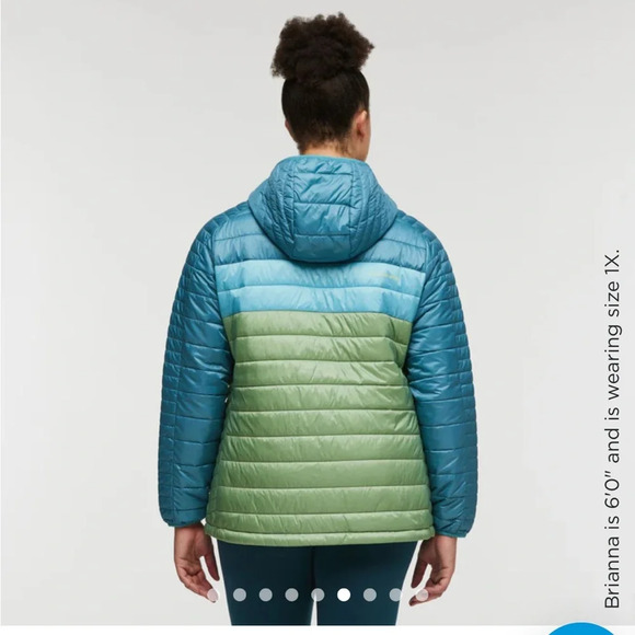 Capa Women's 1X Insulated Hooded Jacket Blue Light Green NWT Puff Puffer Puffy - Picture 12 of 16